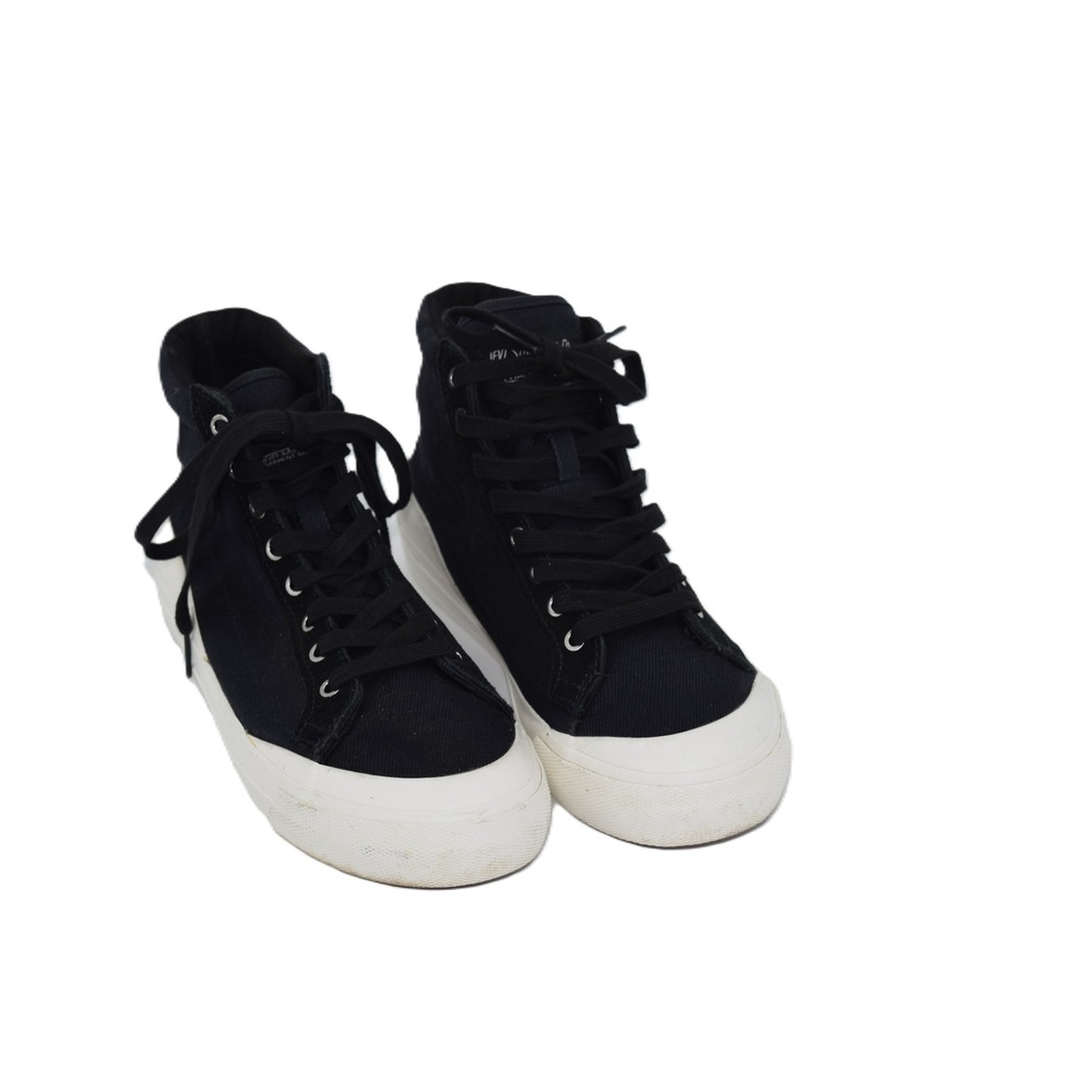 Levi's Men's Black Canvas High Top Sneakers Lace Up Shoes Two Horse Brand EUC‎